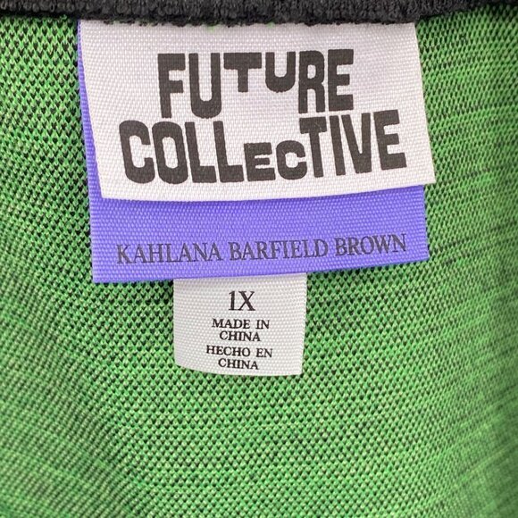 Future Collective Green Striped Long Sleeve Crop Top and Knit Mini Skirt Set 1X - Picture 8 of 9